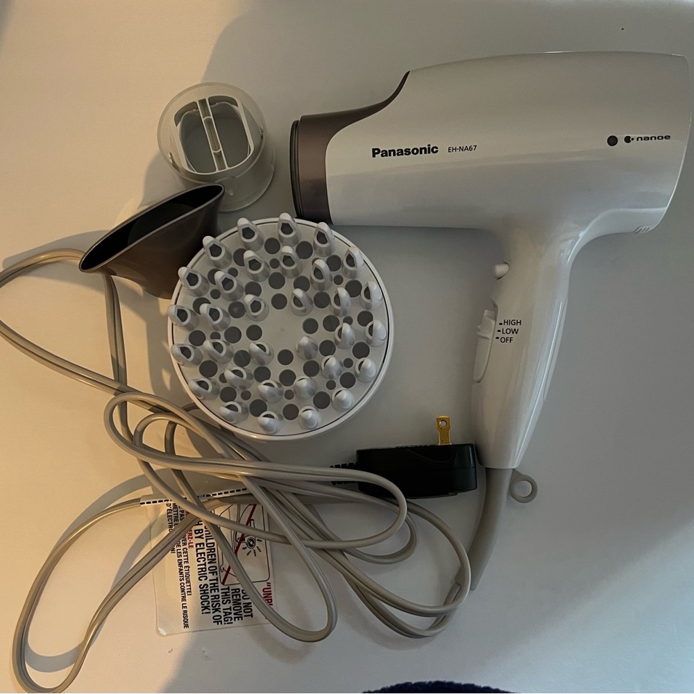 Panasonic White and Gray Hair Dryer with Accessories
